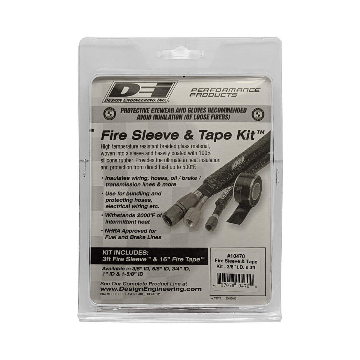 DEI Fire Sleeve and Tape Kit 3/8in I.D. x 3ft - 10470 by DEI - front view