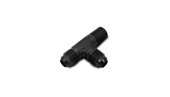 Vibrant -4AN x 1/8in NPT Flare to Pipe On Run Tee Adapter Fitting - Aluminum - 10471