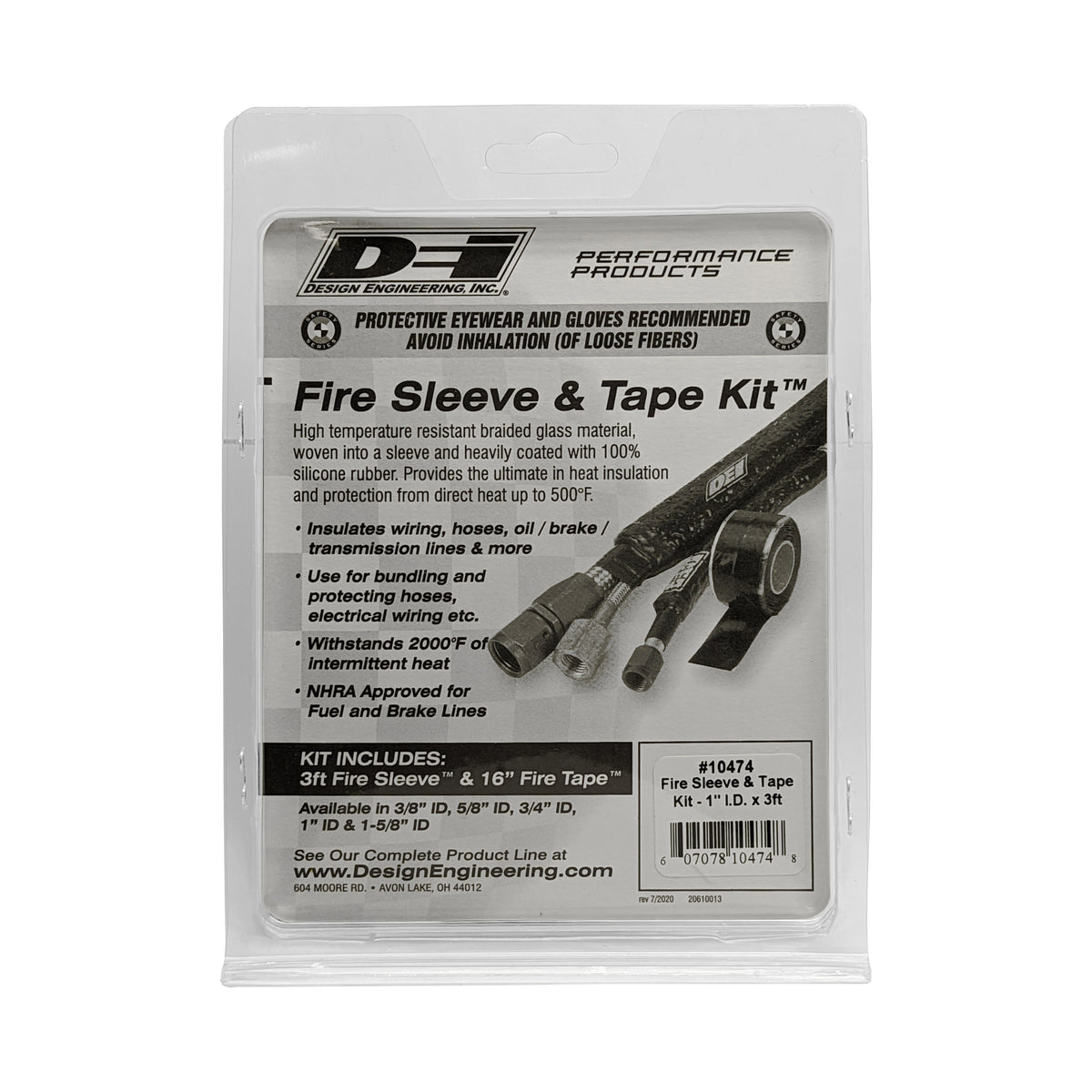 DEI Fire Sleeve and Tape Kit 1in I.D. x 3ft - 10474 by DEI - front view