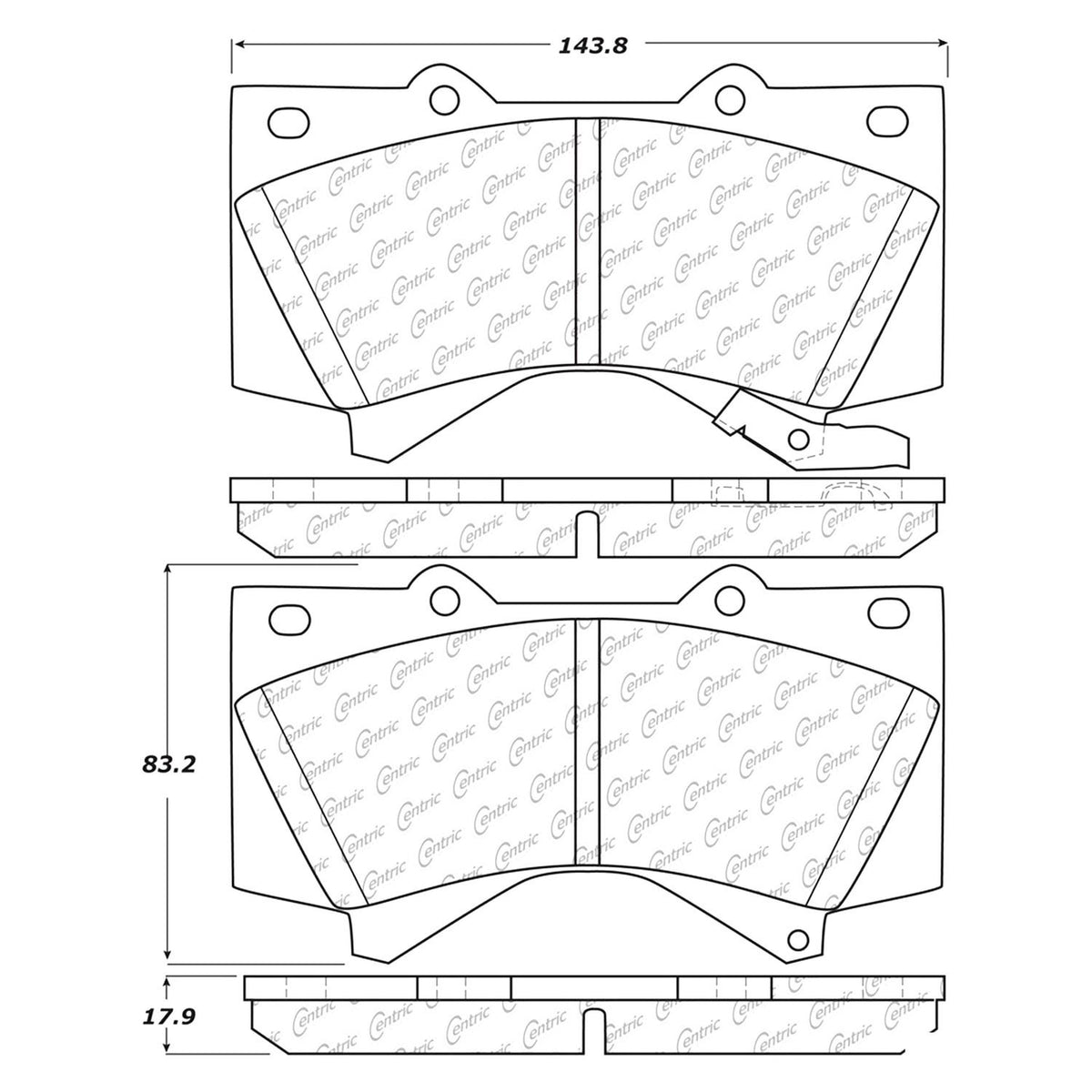 PosiQuiet 08 Toyota Land Cruiser/Sequoia / 07-08 Tundra / 08 Lexus LX570 Front Ceramic Brake Pads - 105.13030