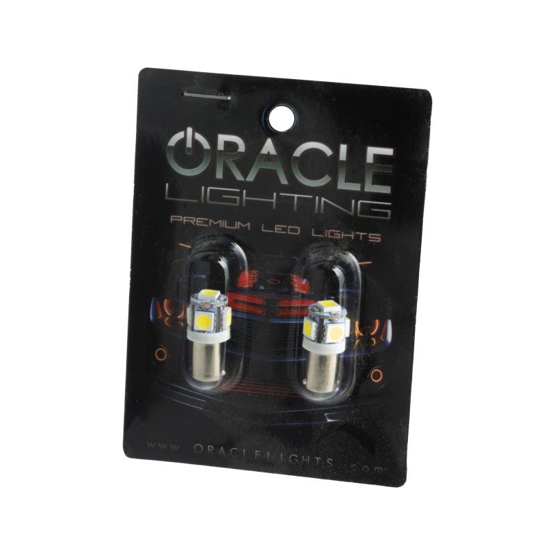 Oracle BA9S 5 LED 3 Chip Bayonet Bulbs (Pair) - White SEE WARRANTY - 4904-001