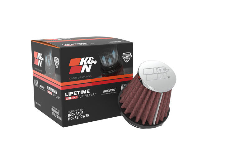 K&amp;N Universal Chrome Filter-Round Tapered-1.688in Flange ID x 2in Top OD x 3in Base OD x 2.75in H - RC-1070
