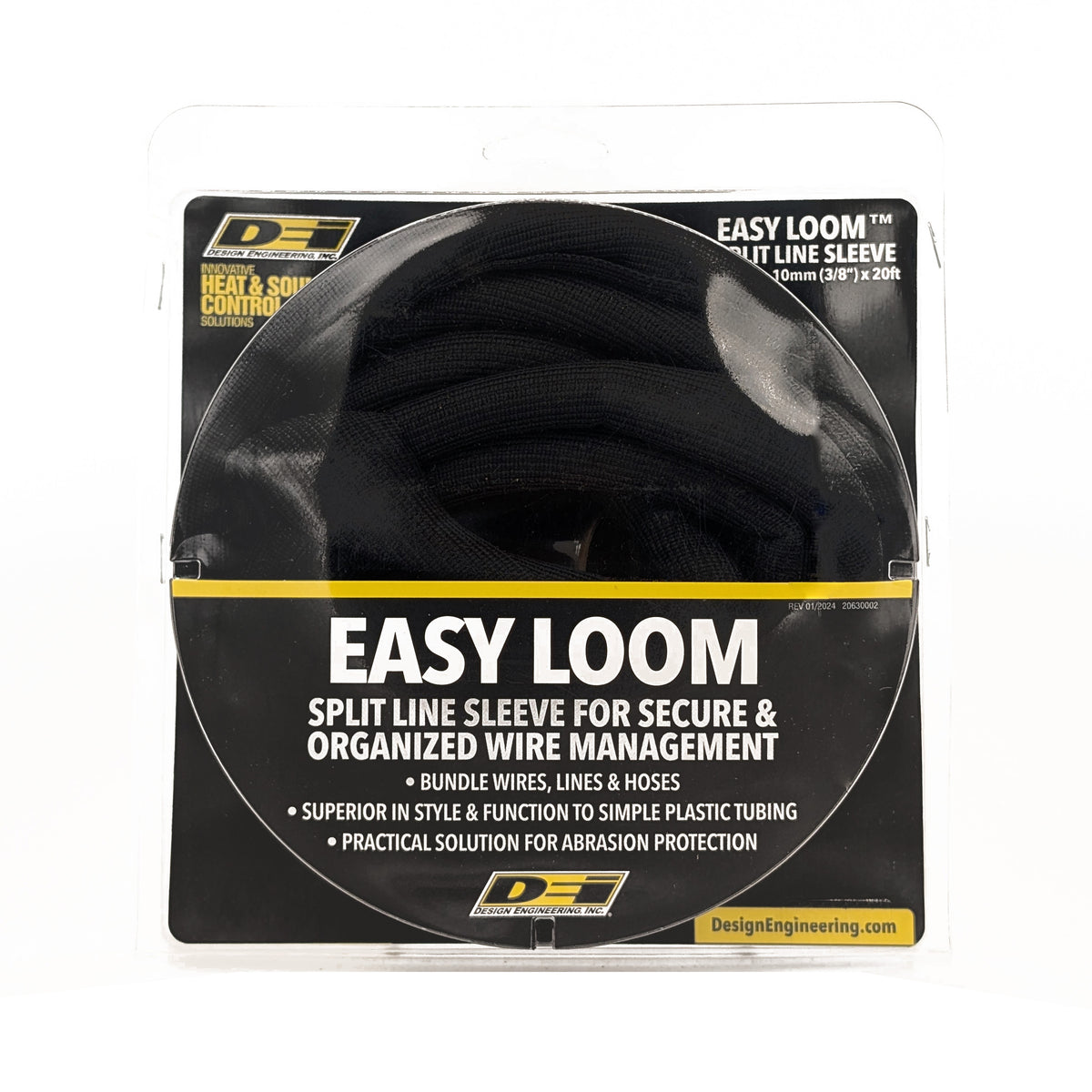 DEI Split Wire Sleeve Easy Loom 10mm-3/8in x 20 Black - 10652 by DEI - front view
