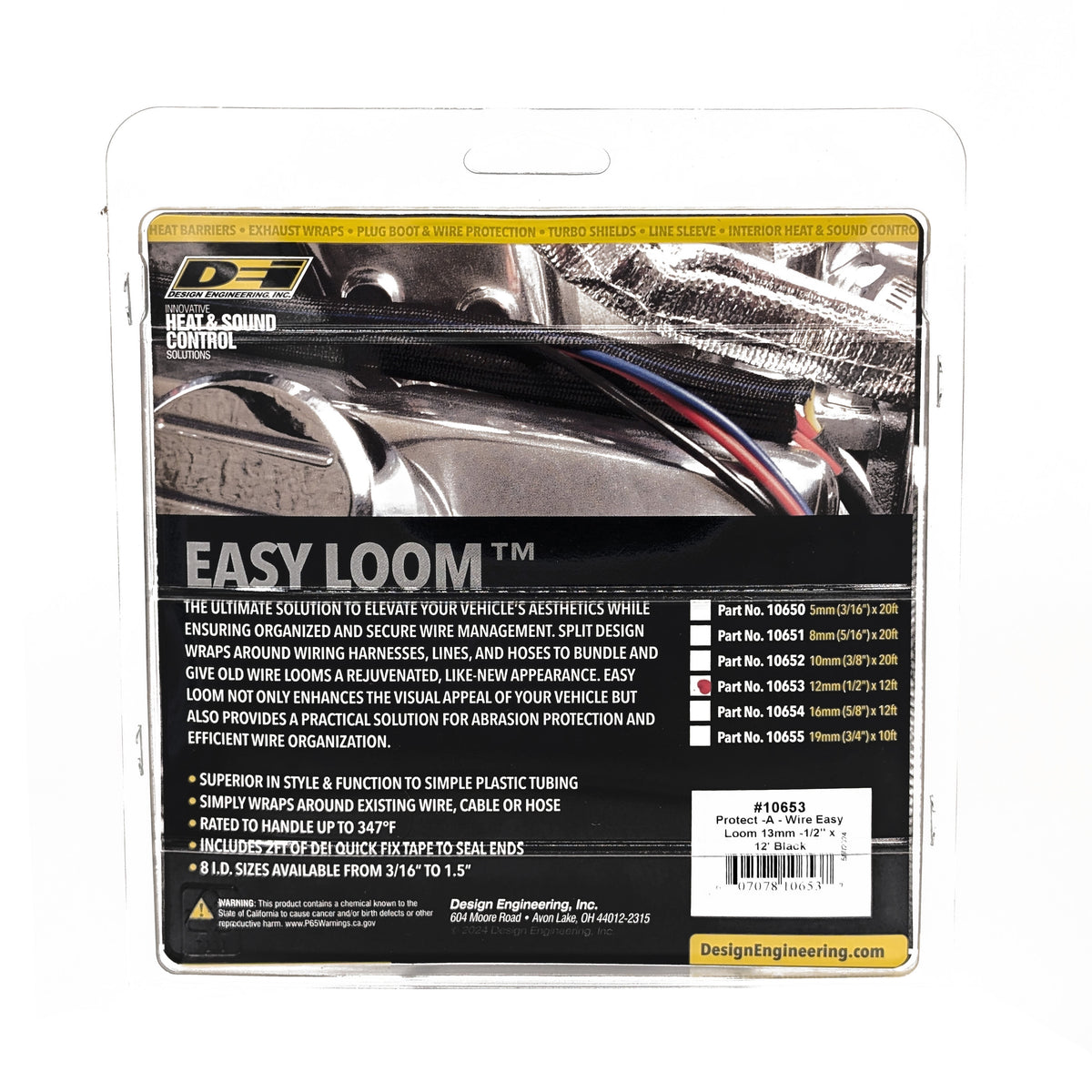 DEI Split Wire Sleeve Easy Loom 13mm-1/2in x 12 Black - 10653 by DEI - front view