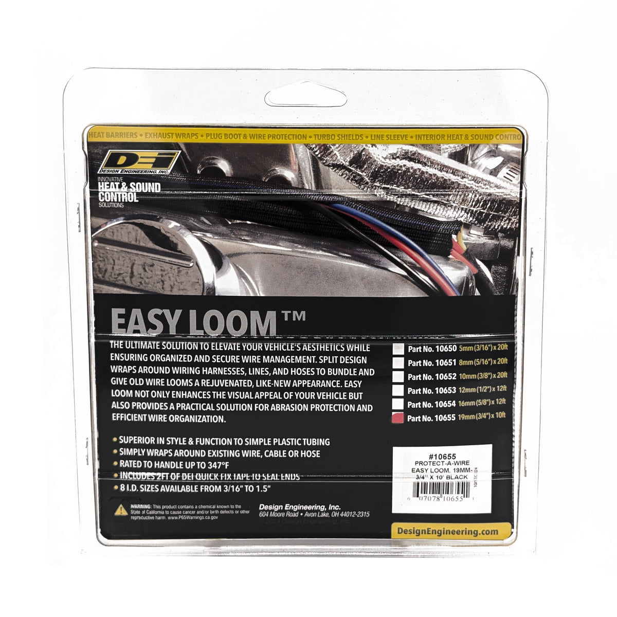 DEI Split Wire Sleeve Easy Loom 19mm-3/4in x 10 Black - 10655 by DEI - front view