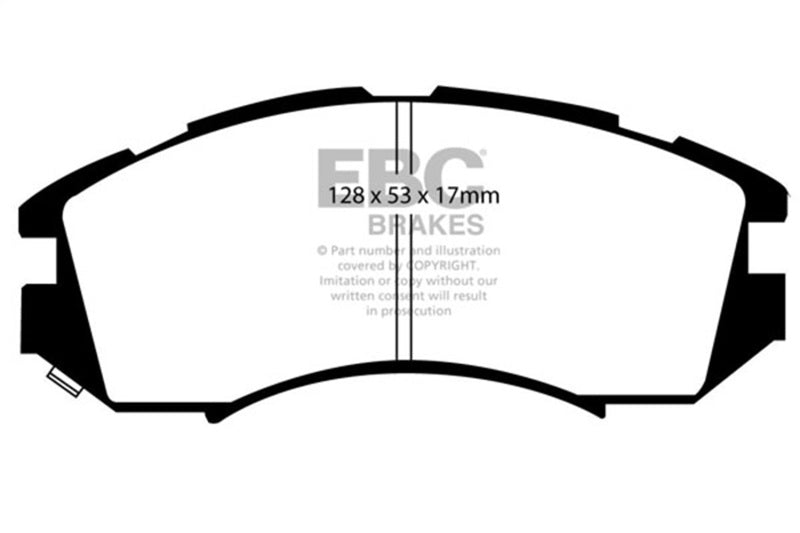 EBC 92-96 Subaru Impreza 1.8 (2WD) (13in Wheels) Ultimax2 Front Brake Pads - UD470 for 1991-1997 Subaru Legacy - front view