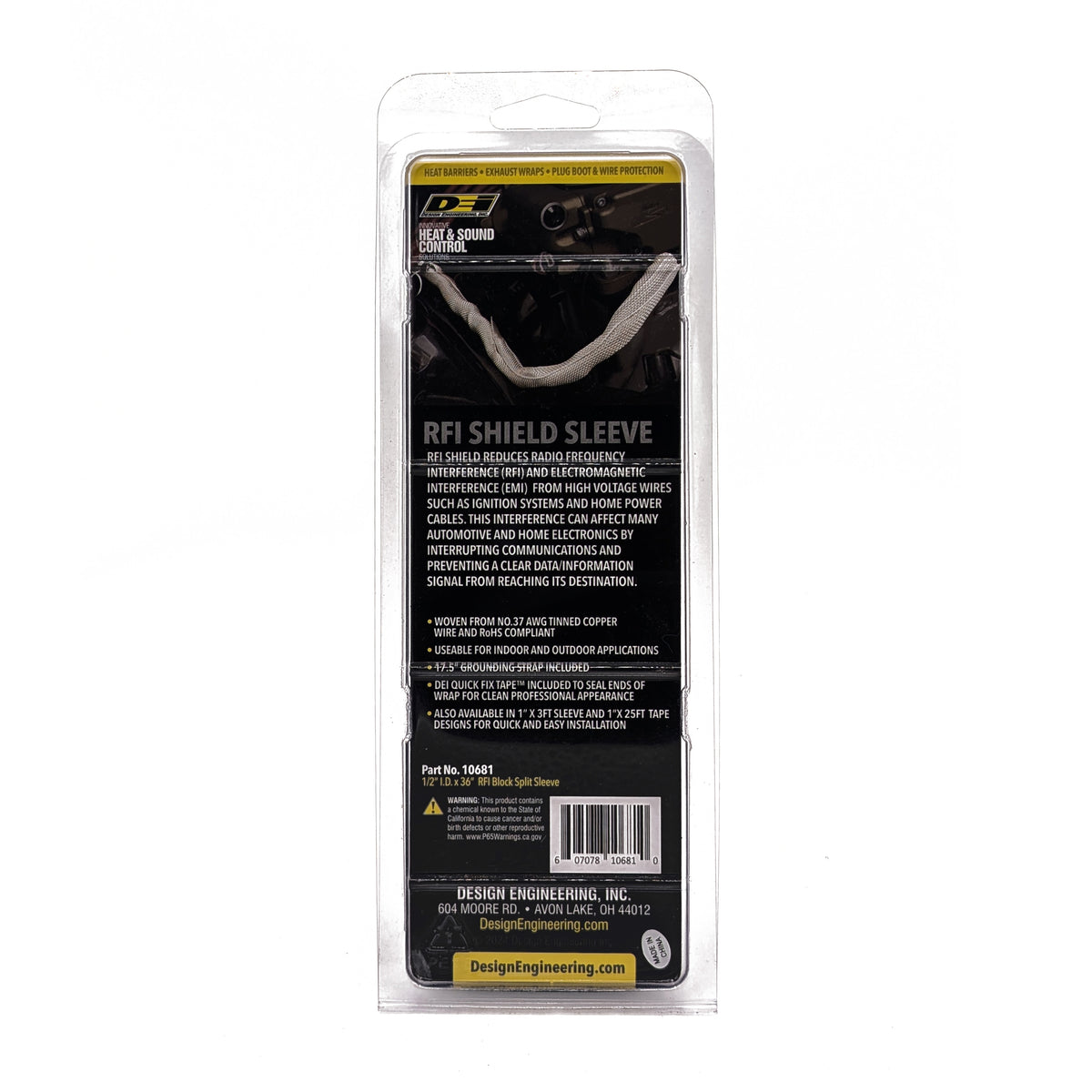 DEI RFI Shield Split Sleeve - 1/2in x 3ft - 10681 by DEI - front view