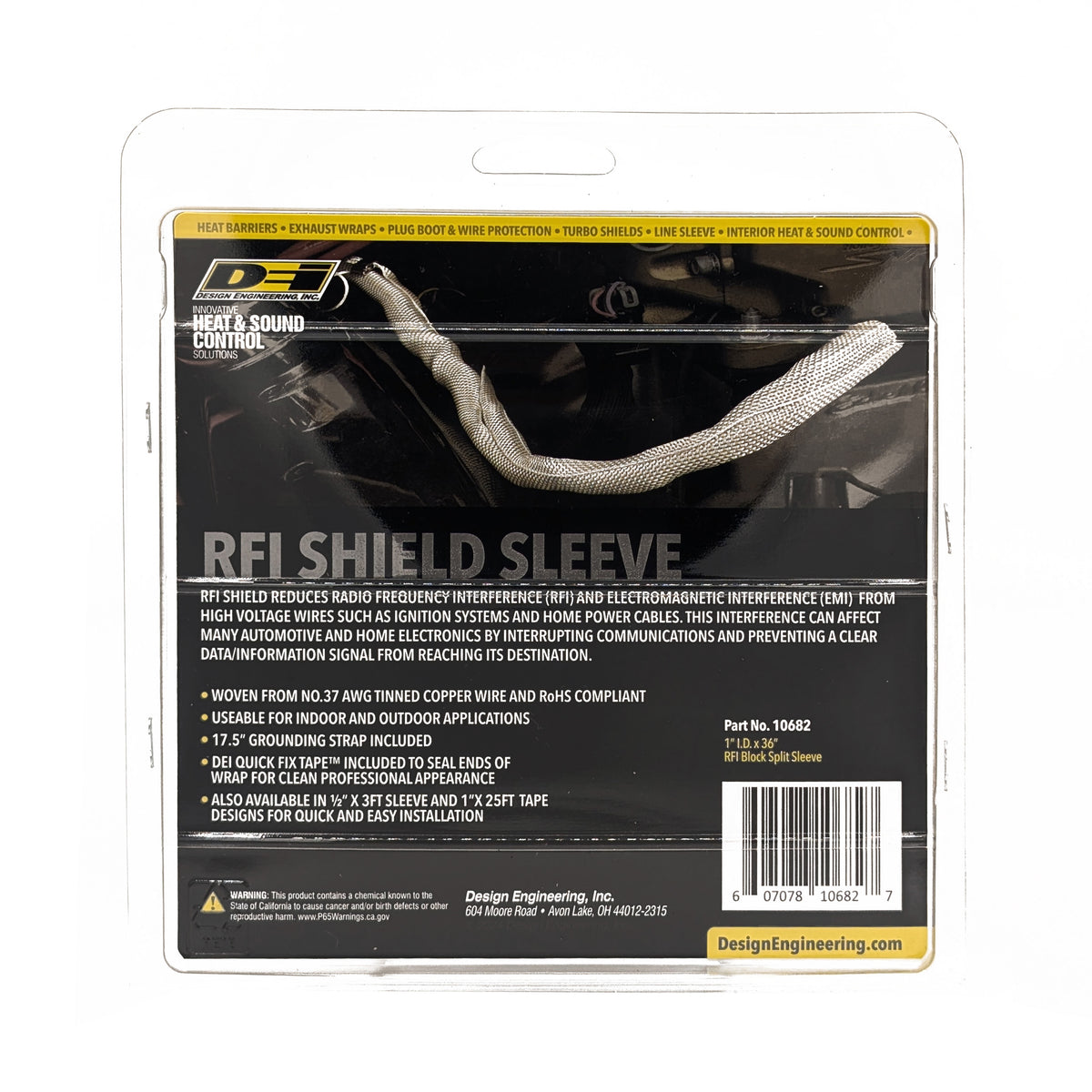 DEI RFI Shield Split Sleeve - 1in x 3ft - 10682 by DEI - front view