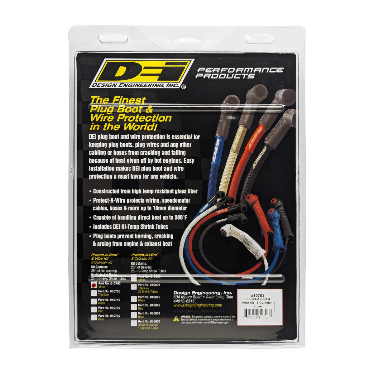 DEI Protect-A-Boot and Wire Kit 8 Cylinder - Silver - 10702 by DEI - front view