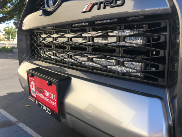 Cali Raised 14-24 Toyota 4Runner 32In Hidden Grille LED Light Bar Brackets - Combo Beam w/ LED Bar - CR2475 - front view