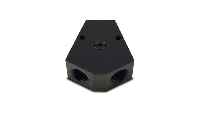 Vibrant Billet Aluminum Y-Block Fitting with 1/8in NPT Port - 1/2in NPT x 1/2in NPT x 1/2in NPT - 10822