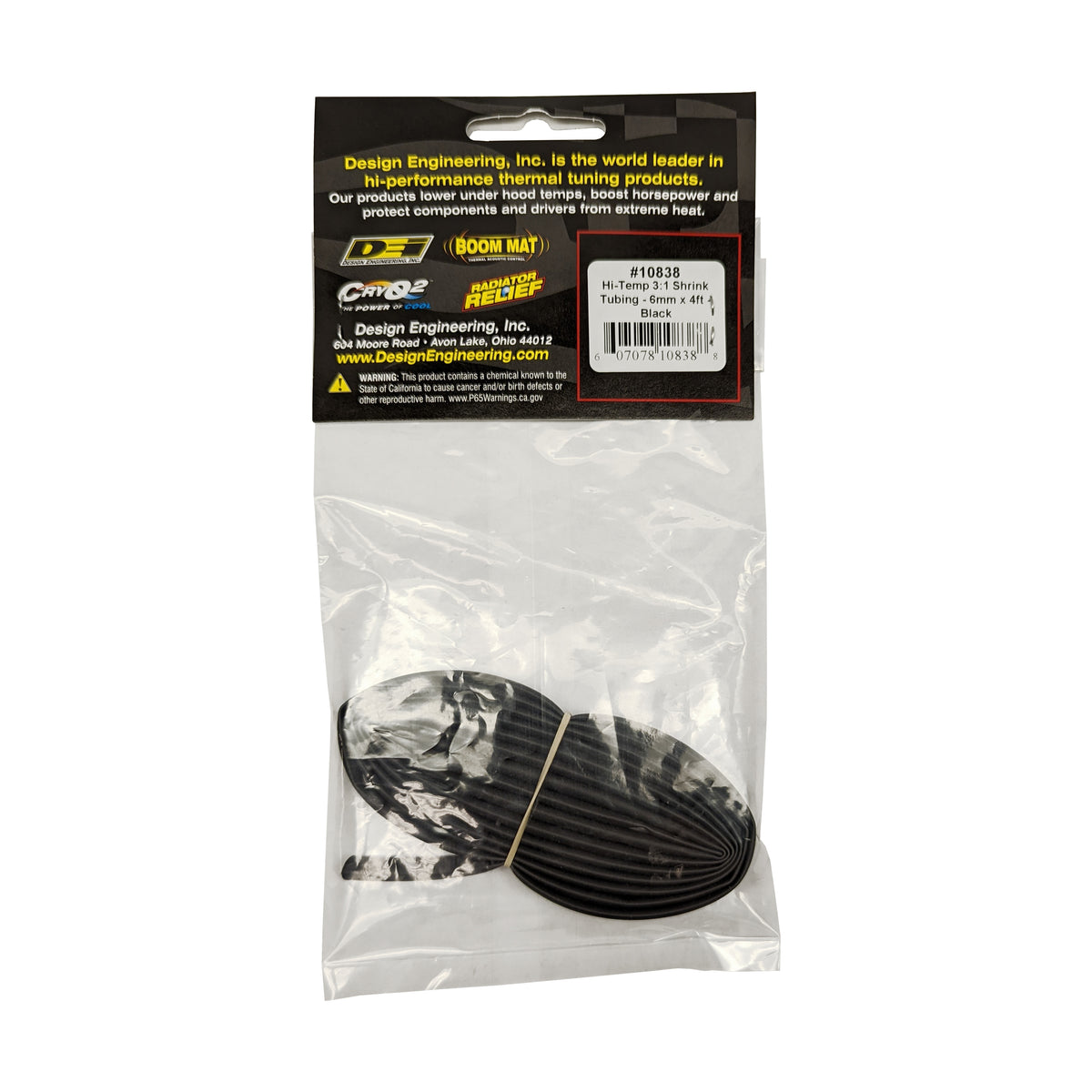 DEI Hi-Temp Shrink Tube 6mm x 4ft - Black - 10838 by DEI - front view