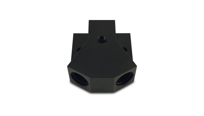 Vibrant Billet Aluminum Y-Block Fitting with 1/8in NPT Port -10AN x Dual -8AN ORB - 10894