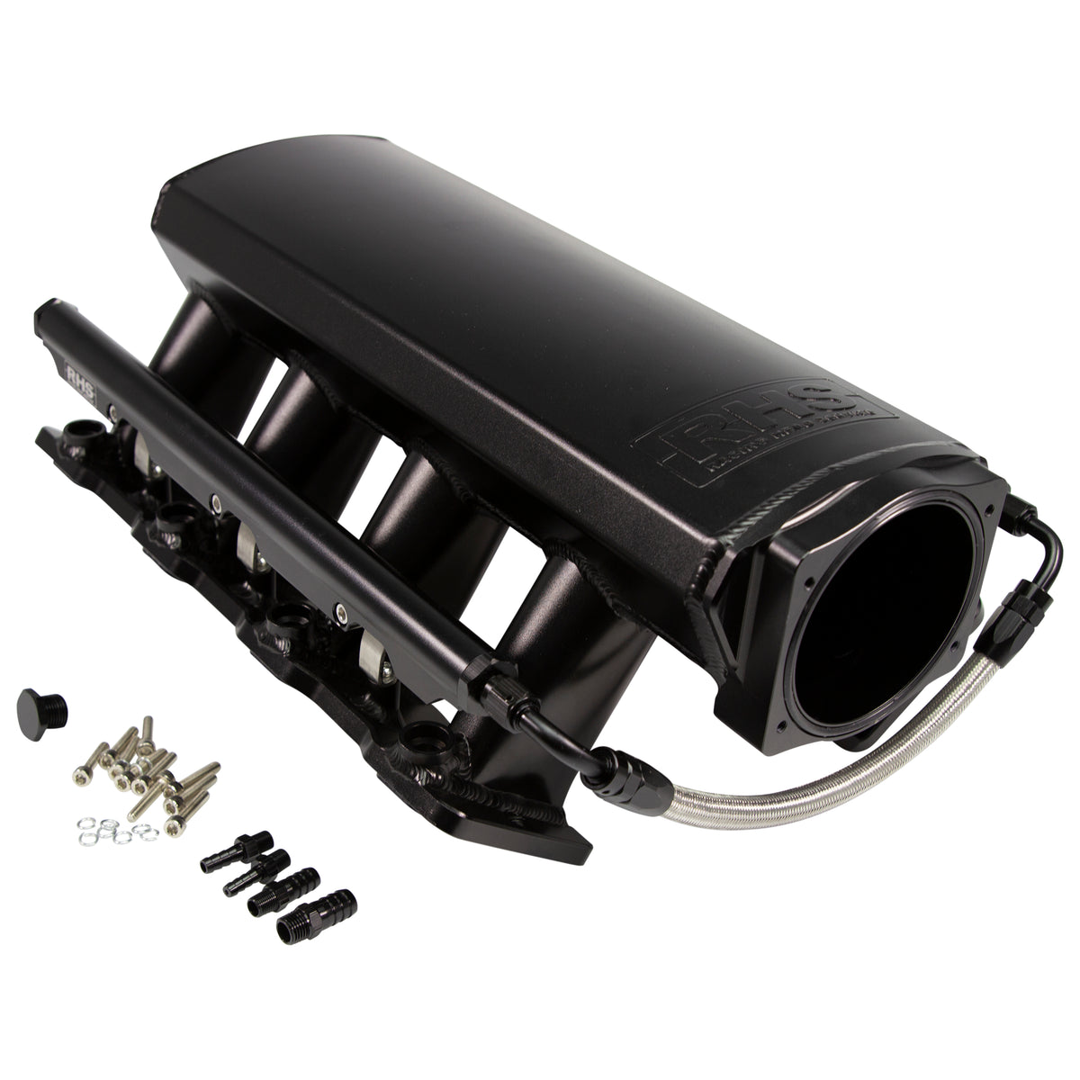 Fast Intake Manifold, Rhs Sheet Met Al, Ls Cathedral Port, Black W/ Fuel Rail Kit - 10902