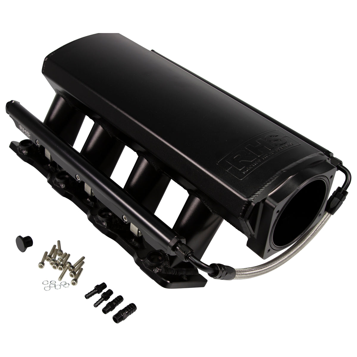 Fast Intake Manifold, Rhs Sheet Met Al, Ls Cathedral Port, Black W/ Fuel Rail Kit - 10902