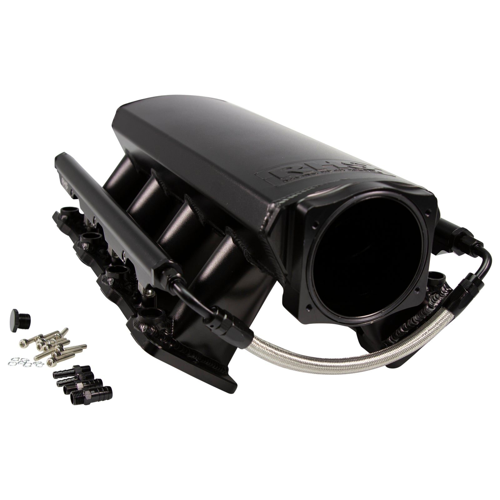 Fast Intake Manifold, Rhs Sheet Met Al, Ls Cathedral Port, Black W/ Fuel Rail Kit - 10902 for 1999-2013 Chevrolet Silverado 1500 - front view