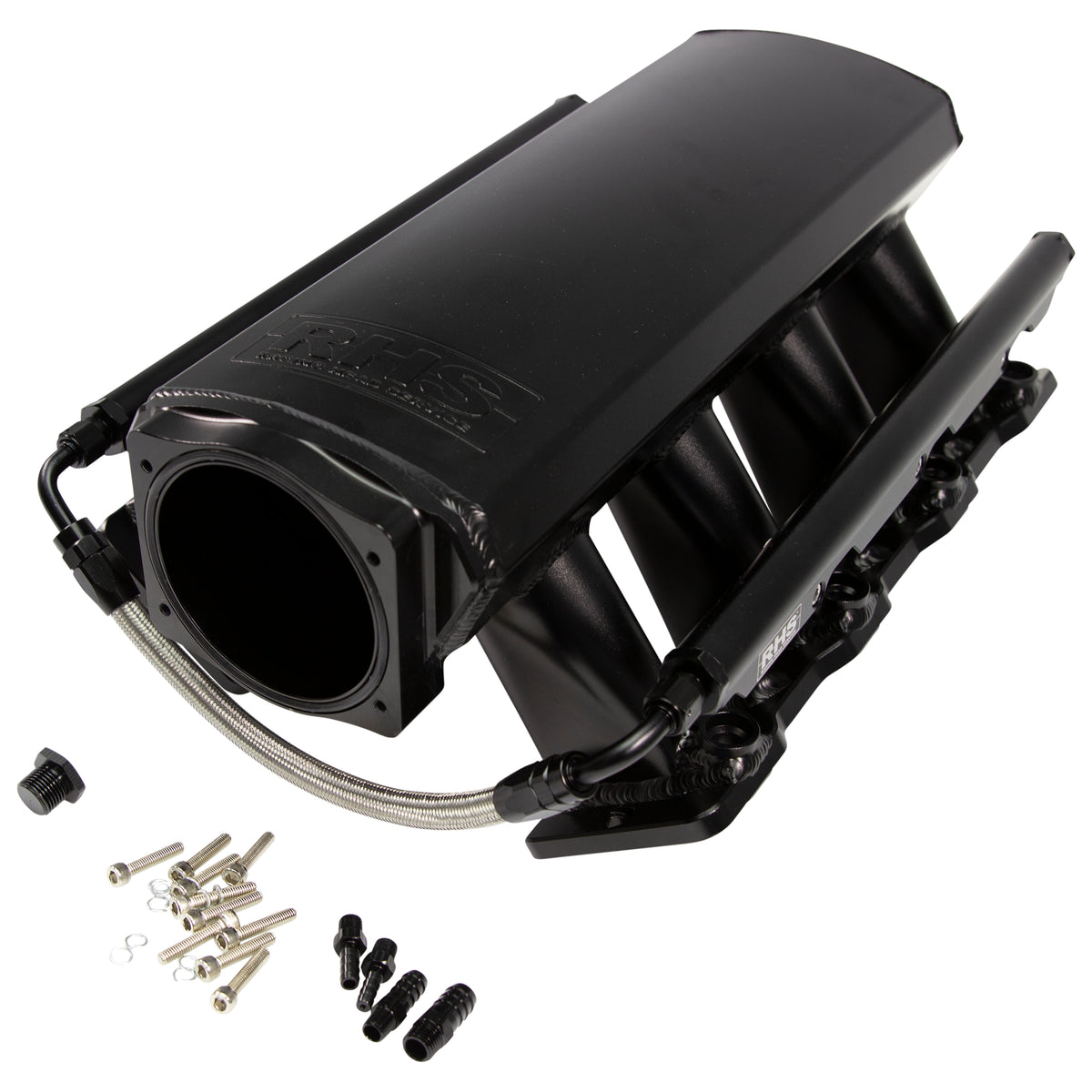 Fast Intake Manifold, Rhs Sheet Met Al, Ls Cathedral Port, Black W/ Fuel Rail Kit - 10902