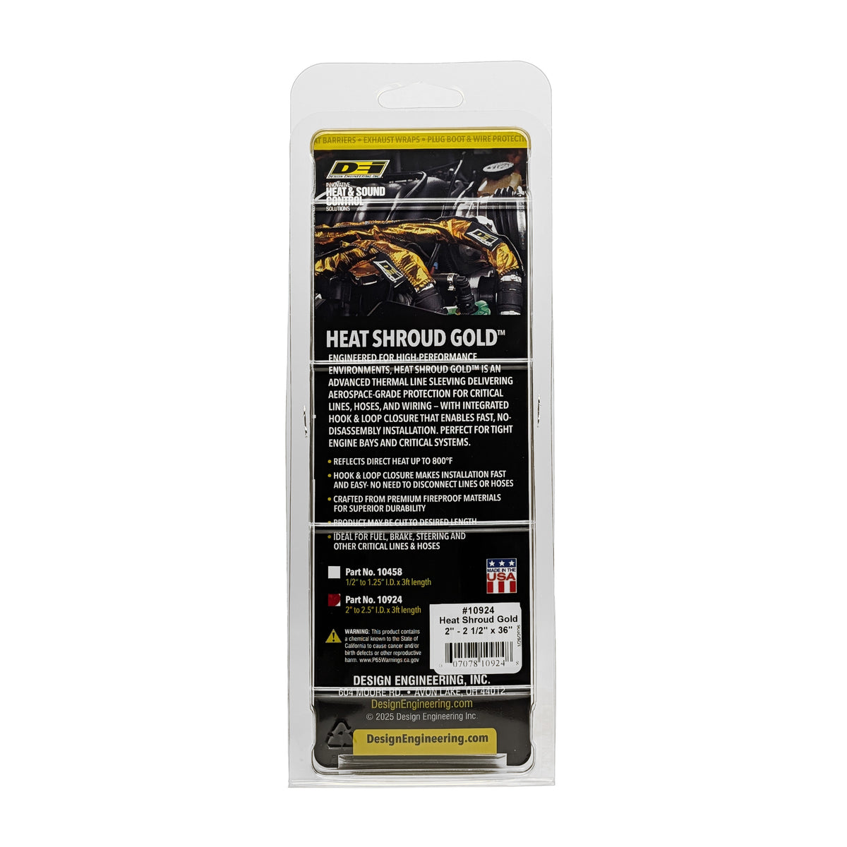 DEI Heat Shroud Gold 2in to 2.5in x 36in - 10924 by DEI - front view