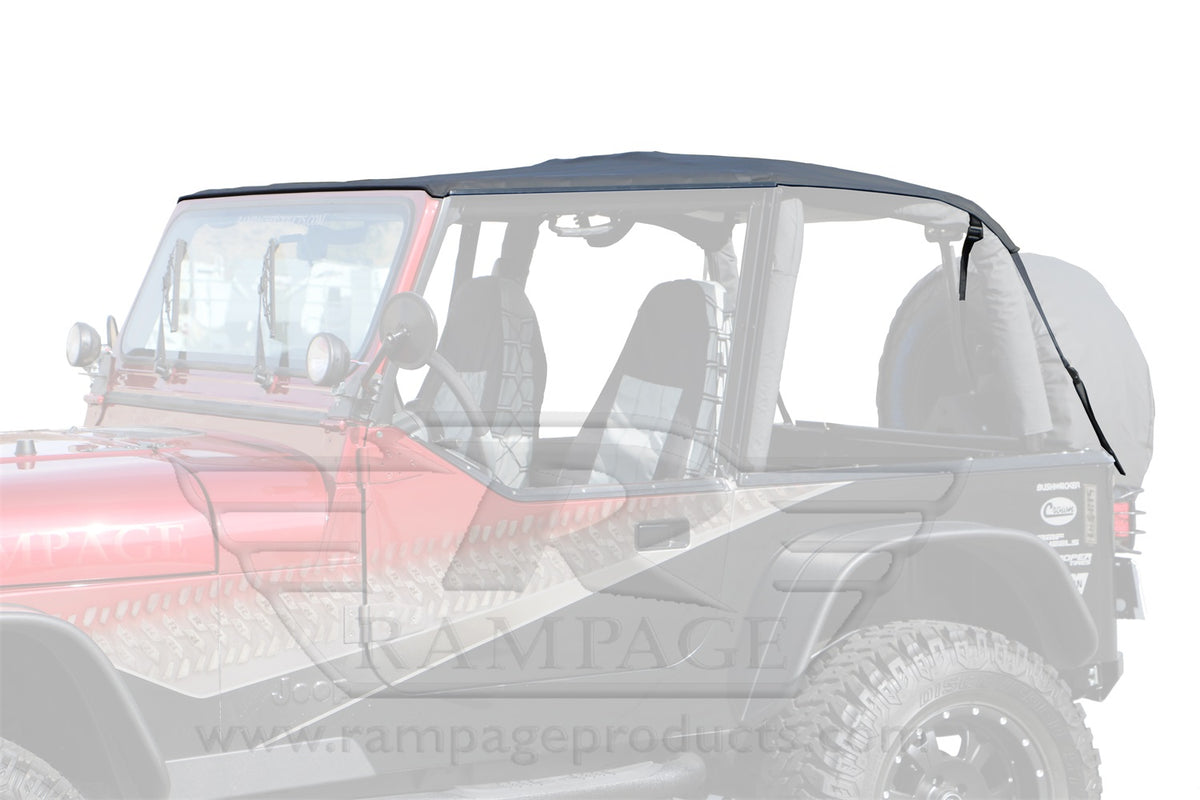 Rampage 1992-1995 Jeep Wrangler(YJ) Frameless Soft Top Kit - Black Diamond - 109435