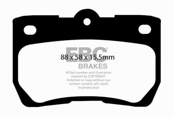 EBC 06-07 Lexus GS300 3.0 Greenstuff Rear Brake Pads - DP21586 for 2006-2022 Lexus IS - front view