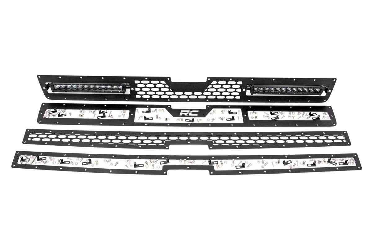 Mesh Grille | 12&quot; Single Row LED Pair | Black | Chevy Silverado 2500 HD/3500 HD (11-14)