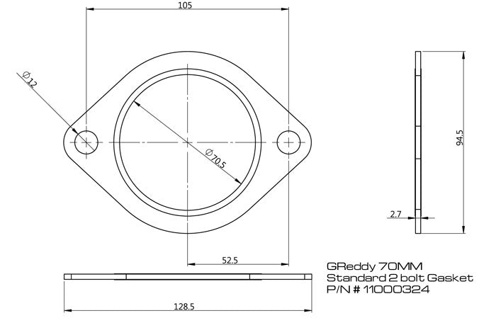 GReddy 70mm Exhaust System Gasket (Round Bolt Holes) - 11000324