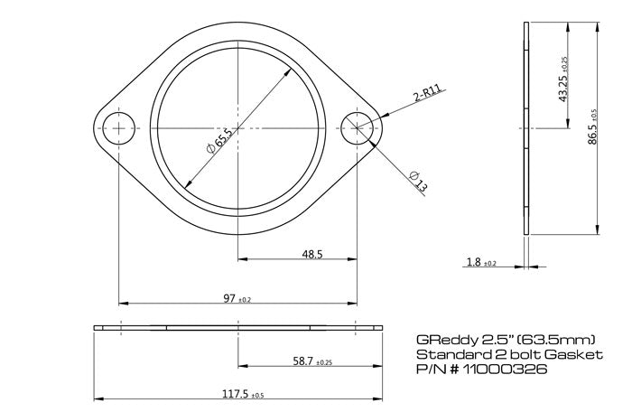 GReddy - Replacement Exhaust Gaskets for GReddy Exhausts - Oval, 2-bolt - 11000302