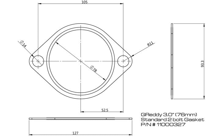 GReddy - Replacement Exhaust Gaskets for GReddy Exhausts - Oval, 2-bolt - 11000302