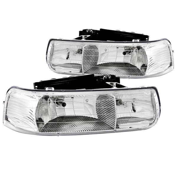 ANZO 1999-2002 Chevrolet Silverado 1500 Crystal Headlights Chrome - 111011 for 2000-2006 Chevrolet Suburban 1500 - front view