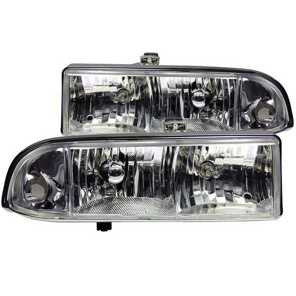 ANZO 1998-2005 Chevrolet S-10 Crystal Headlights Chrome - 111014 for 1998-2004 Chevrolet Blazer - front view
