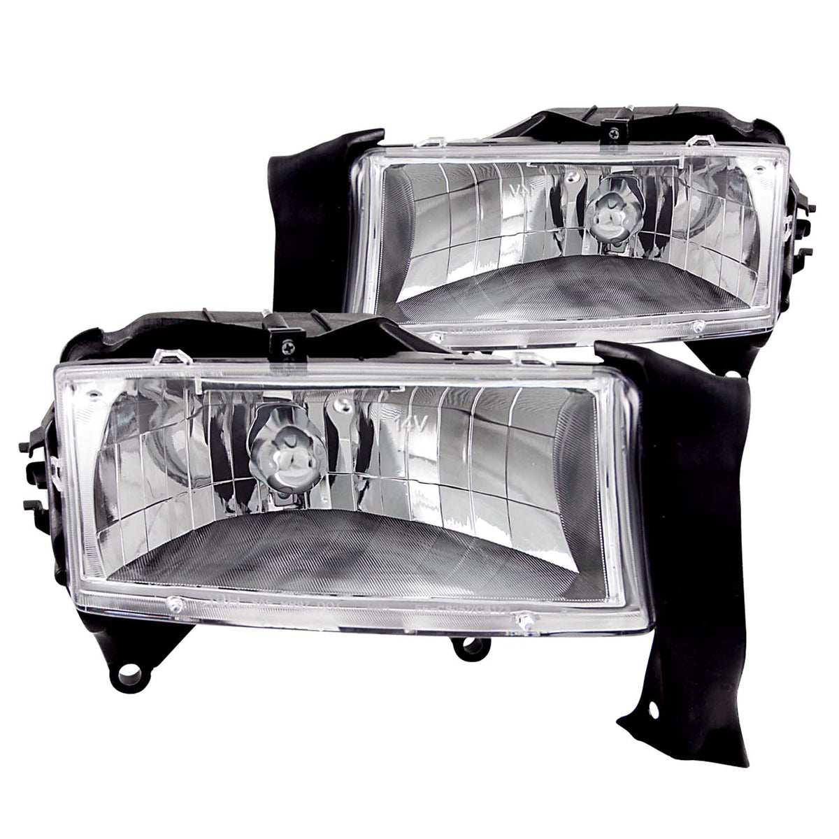 ANZO 1997-2004 Dodge Dakota Crystal Headlights Chrome - 111021 for 1997-2004 Dodge Dakota - front view