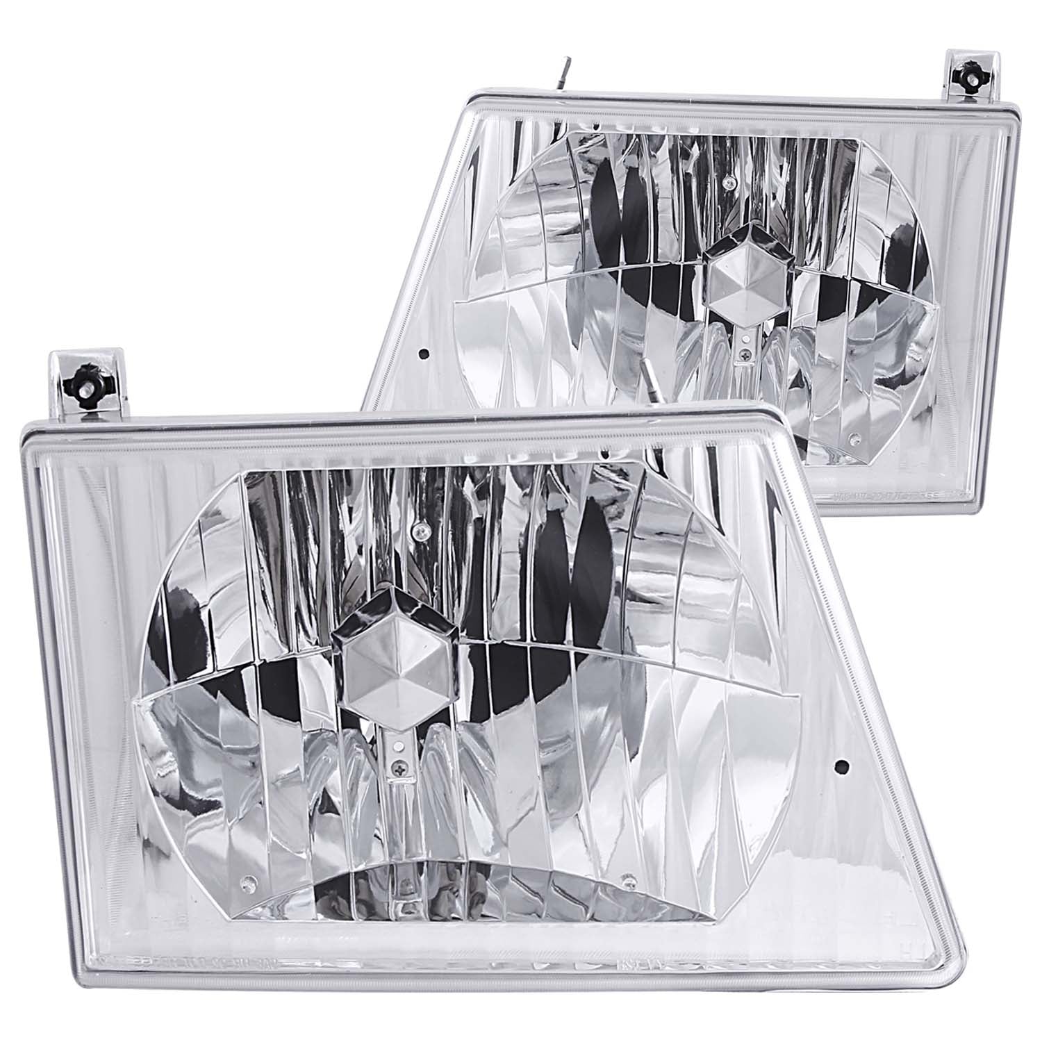 ANZO 1992-2006 Ford Econoline Crystal Headlights Chrome - 111026 for 1992-2007 Ford E 150 - front view
