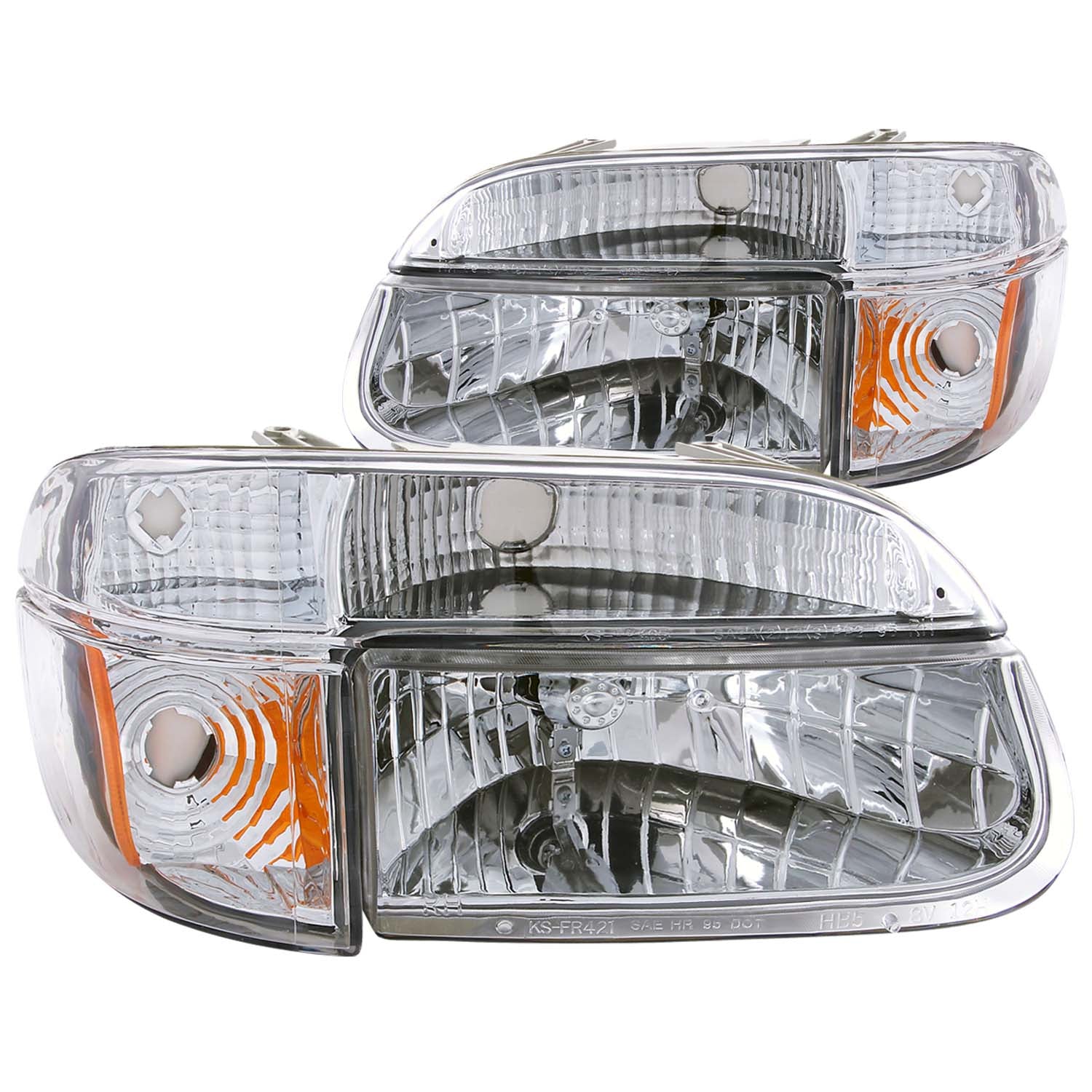 ANZO 1995-2001 Ford Explorer Crystal Headlights Chrome w/ Corner Lights 2pc - 111040 for 1995-2001 Ford Explorer - front view