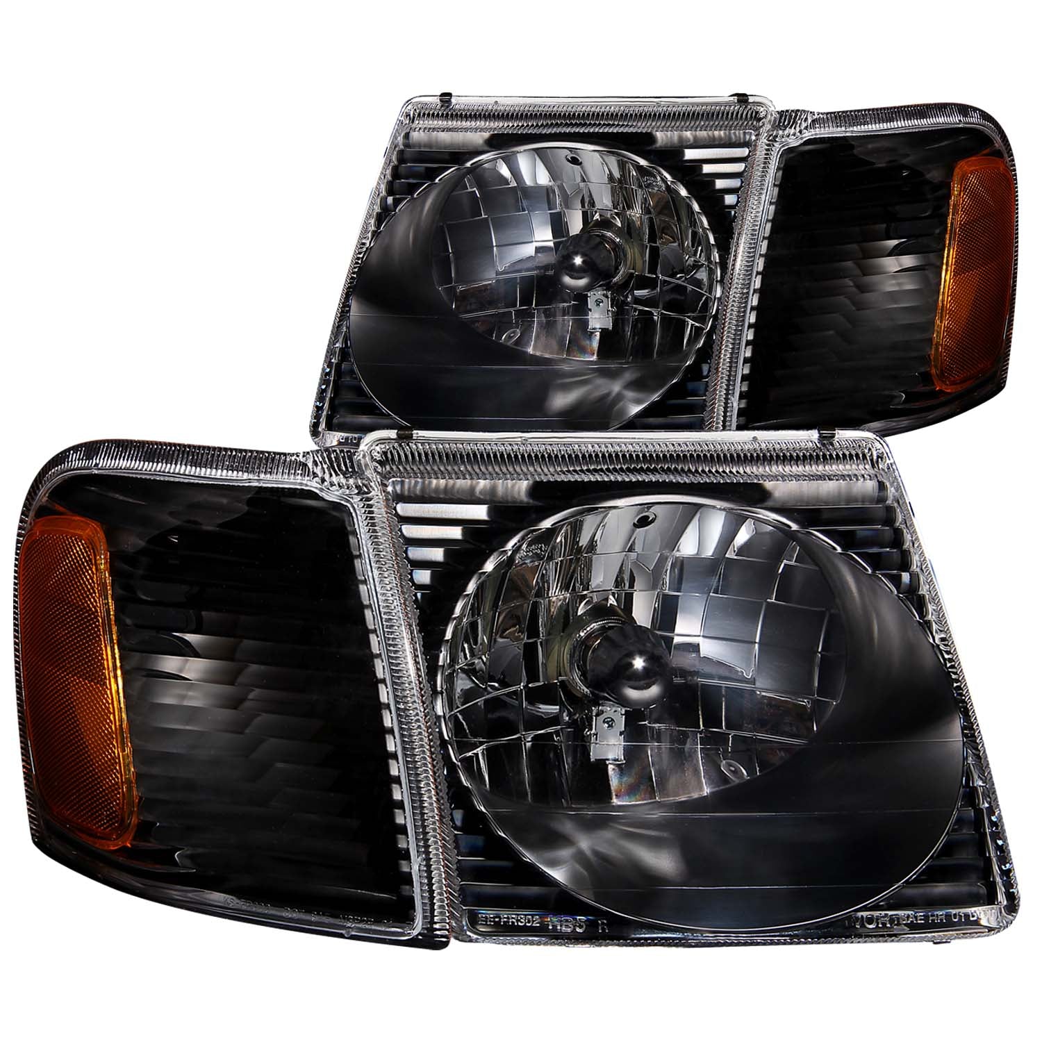 ANZO 2001-2005 Ford Explorer Crystal Headlights Black - 111041 for 2001-2005 Ford Explorer - front view