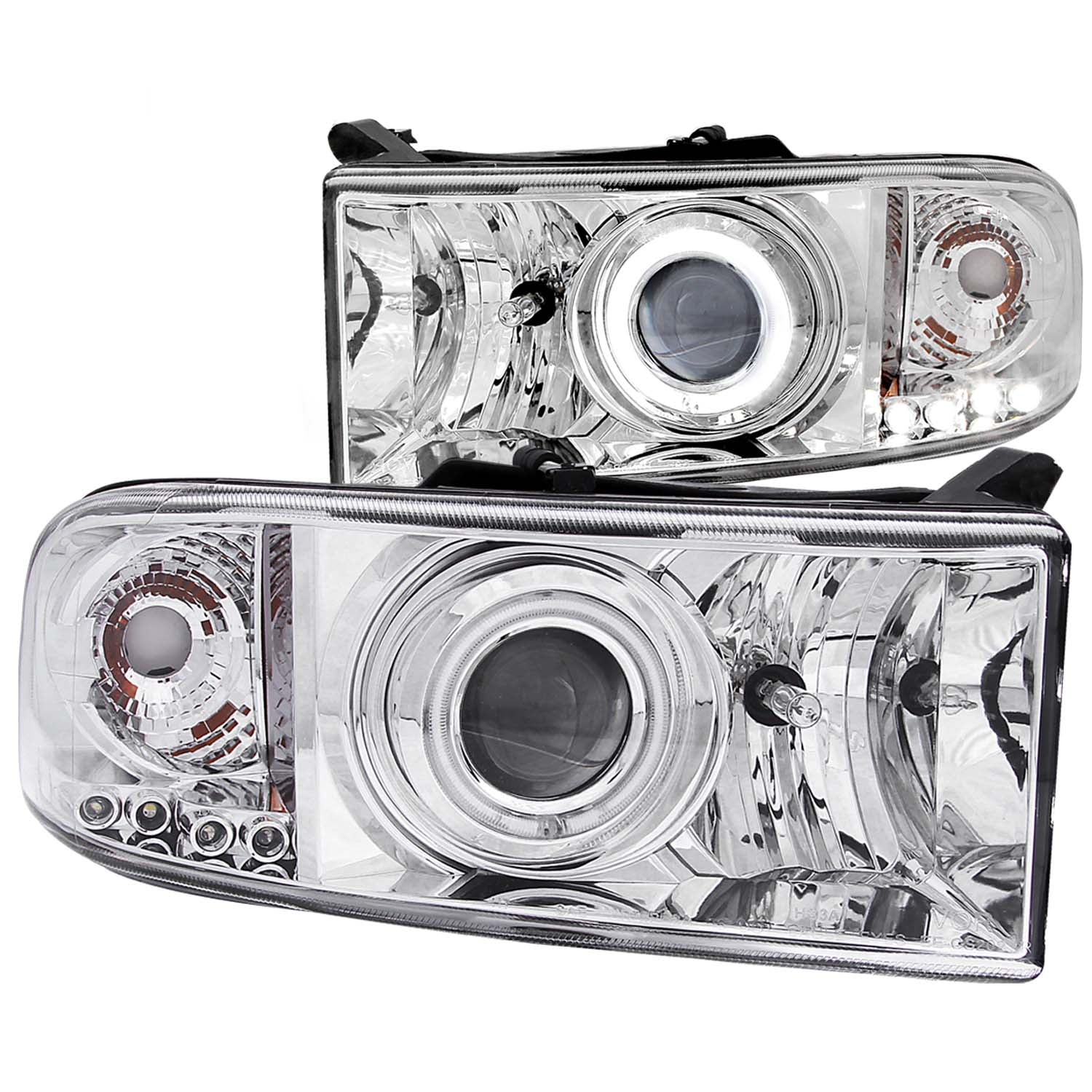 ANZO 1994-2001 Dodge Ram Projector Headlights w/ Halo Chrome - 111056 for 1994-2002 Dodge Ram 2500 - front view