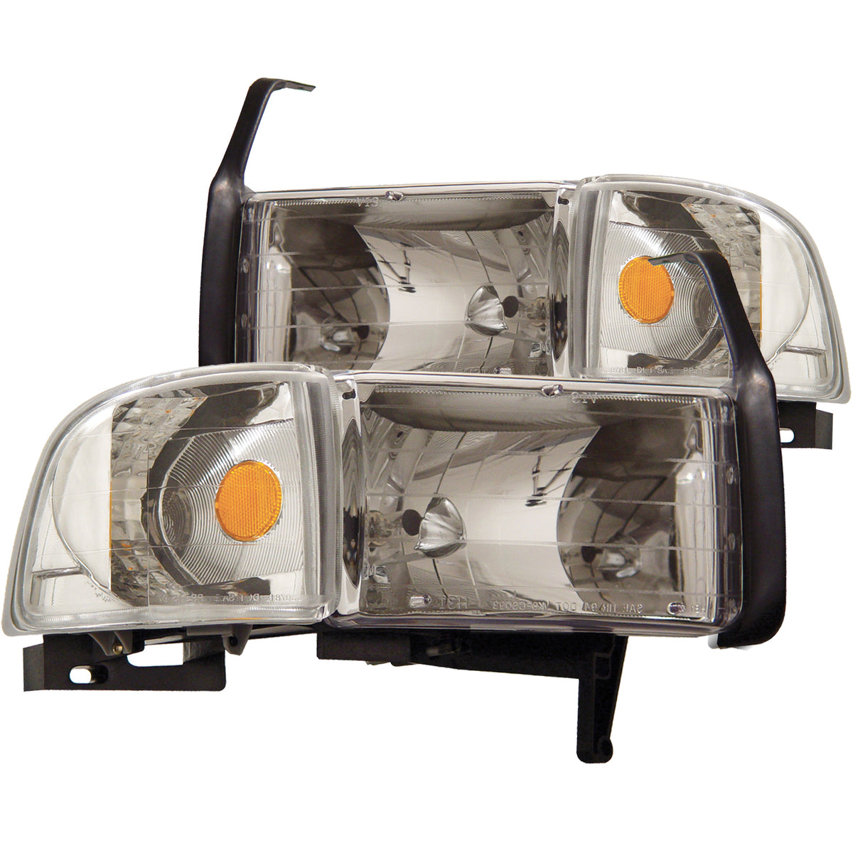 ANZO 1994-2001 Dodge Ram Crystal Headlights Chrome - 111068 for 1994-2002 Dodge Ram 2500 - front view