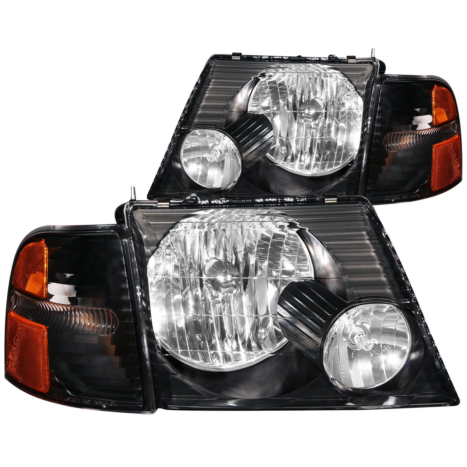 ANZO 2002-2005 Ford Explorer Crystal Headlights Black w/ Corner Lights 2pc - 111071 for 2002-2005 Ford Explorer - front view