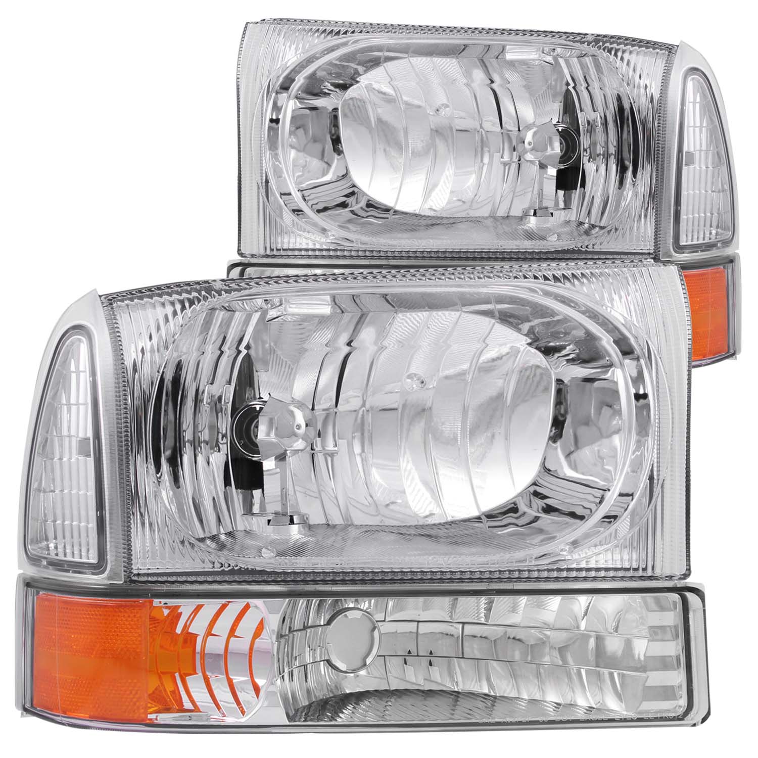 ANZO 2000-2004 Ford Excursion Crystal Headlights Chrome w/ Corner Lights 2pc - 111081 for 1999-2004 Ford F 250 - front view
