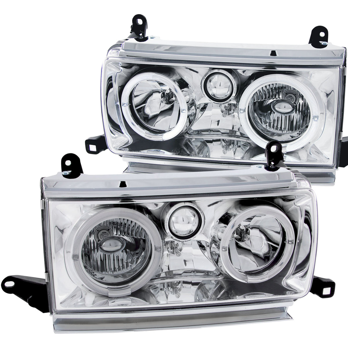 ANZO 1991-1994 Toyota Land Cruiser Crystal Headlights w/ Halo Chrome - 111092 for 1991-1994 Toyota Land Cruiser - front view