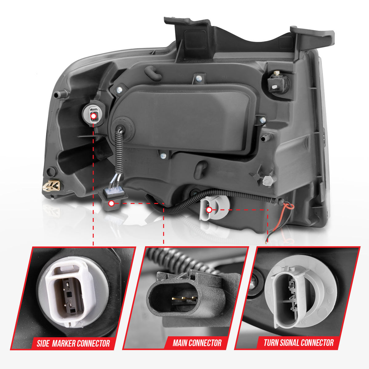 ANZO 2007-2014 Ford Expedition Projector Headlights Chrome - 111114