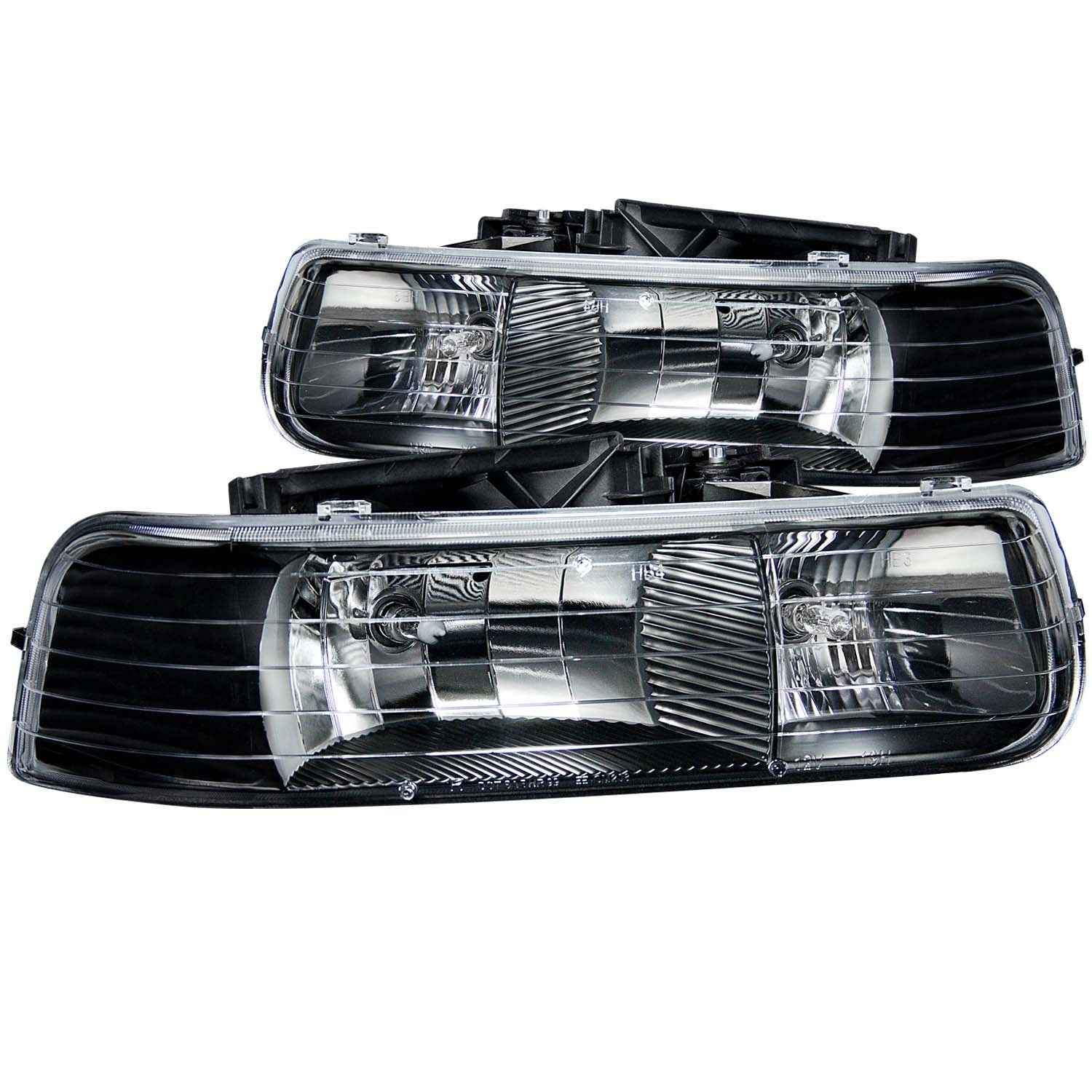 ANZO 1999-2002 Chevrolet Silverado 1500 Crystal Headlights Black - 111155 for 2000-2006 Chevrolet Suburban 1500 - front view