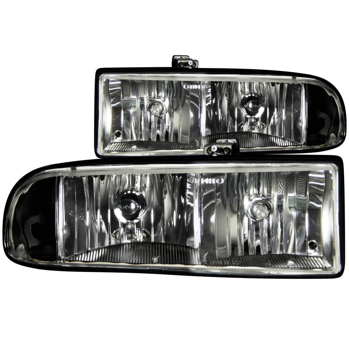 ANZO 1998-2005 Chevrolet S-10 Crystal Headlights Black - 111156 for 1998-2004 Chevrolet Blazer - front view