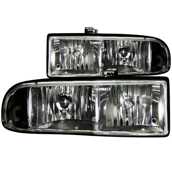 ANZO 1998-2005 Chevrolet S-10 Crystal Headlights Black - 111156 for 1998-2004 Chevrolet Blazer - front view