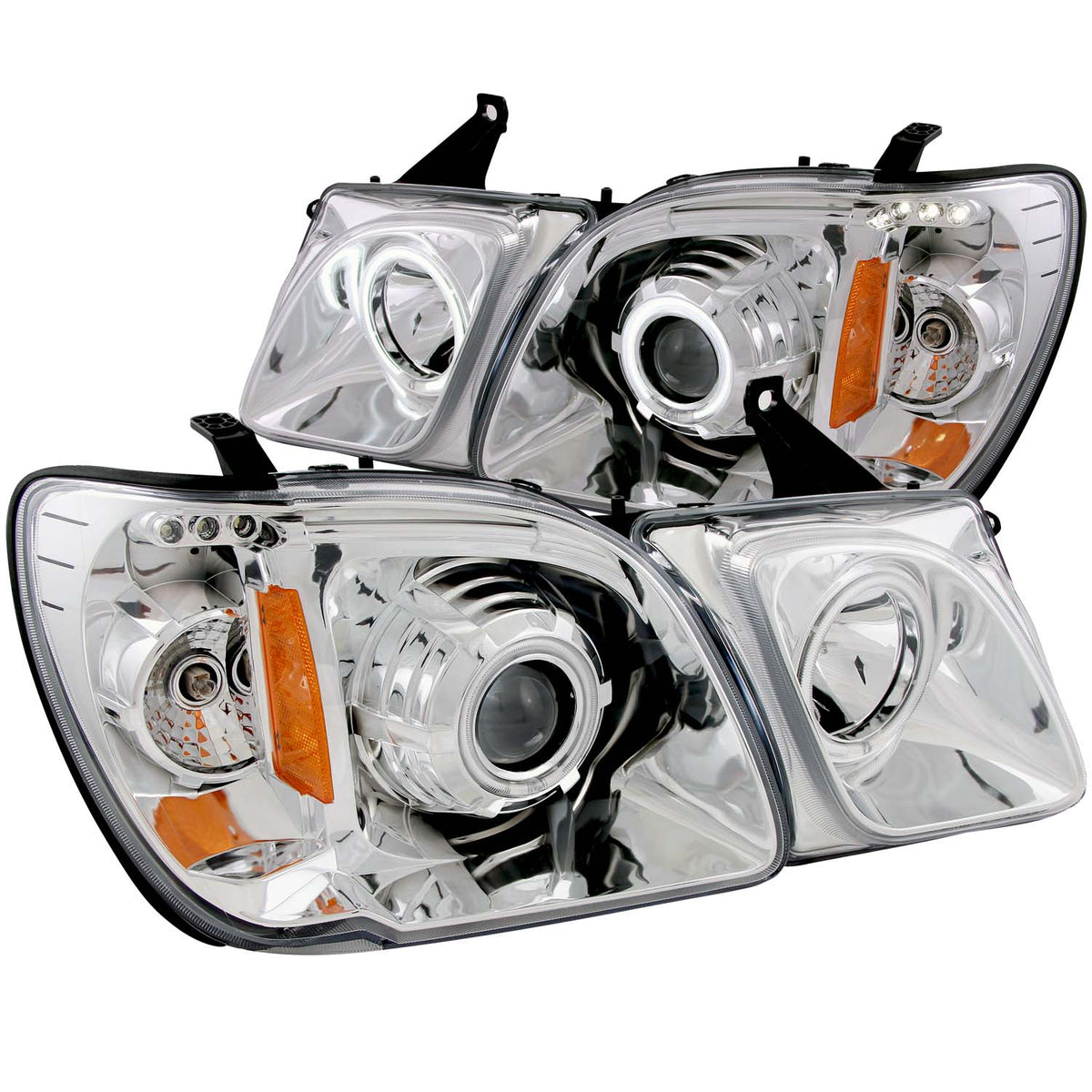 ANZO 1998-2007 Lexus Lx470 Projector Headlights w/ Halo Chrome (CCFL) - 111169 for 1998-2007 Lexus LX - front view