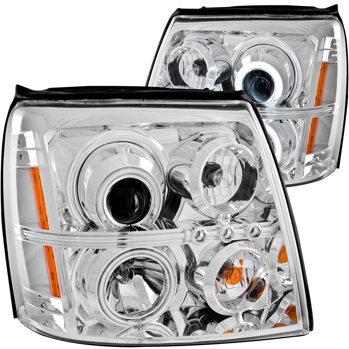 ANZO 2003-2006 Cadillac Escalade Projector Headlights w/ Halo Chrome (CCFL) (HID Compatible) - 111176 for 2002-2006 Cadillac 