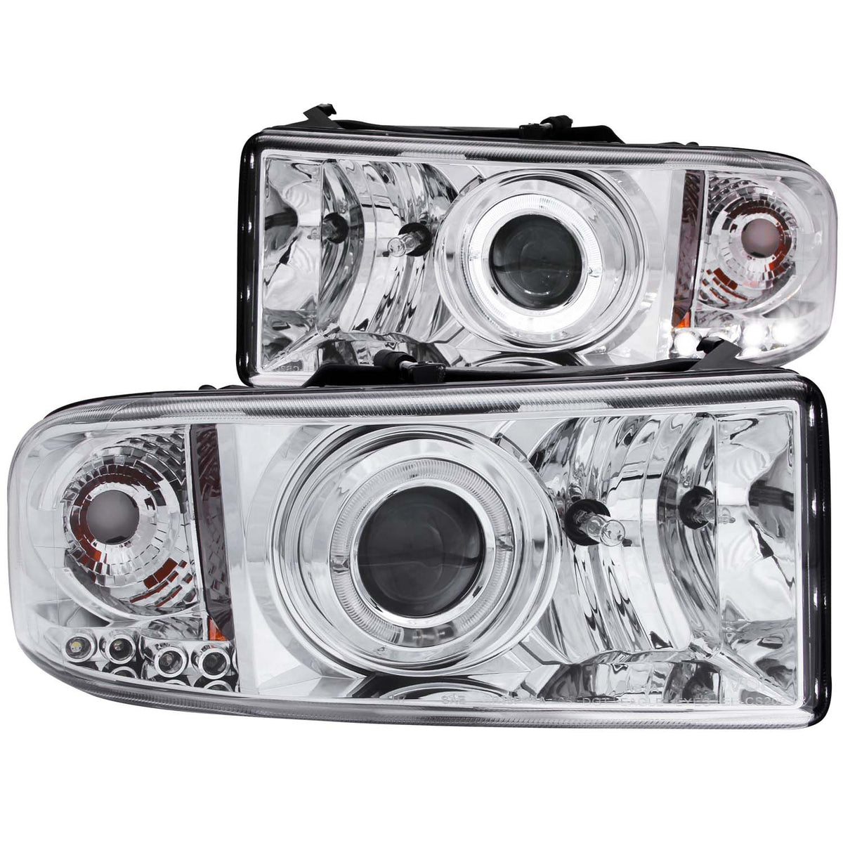 ANZO 1994-2001 Dodge Ram Projector Headlights w/ Halo Chrome - 111195 for 1994-2002 Dodge Ram 2500 - front view