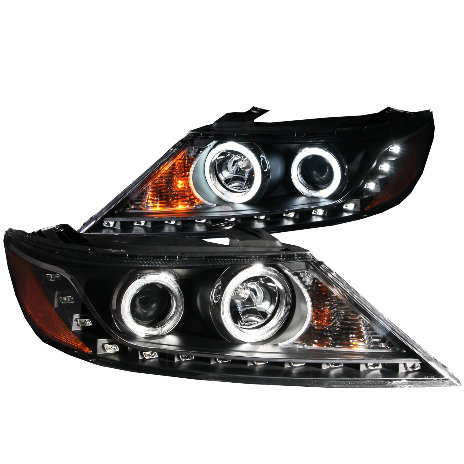 ANZO 2011-2013 Kia Sorento Projector Headlights w/ Halo Black (CCFL) - 111248 for 2011-2013 Kia Sorento - front view