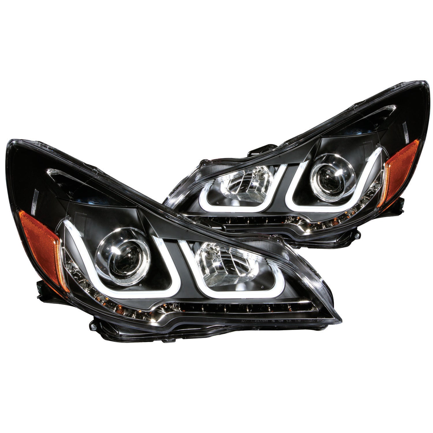 ANZO 2010-2014 Subaru Outback Projector Headlights w/ U-Bar Black - 111285 for 2010-2014 Subaru Legacy - front view