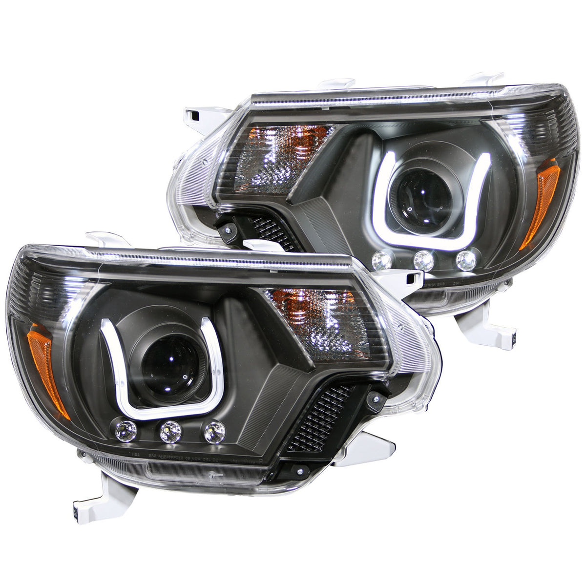 ANZO 2012-2015 Toyota Tacoma Projector Headlights w/ U-Bar Black - 111290 for 2012-2015 Toyota Tacoma - front view