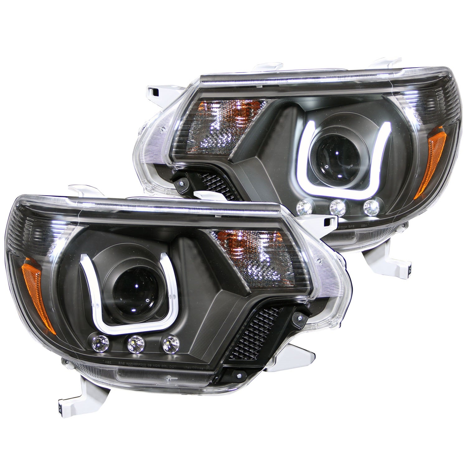 ANZO 2012-2015 Toyota Tacoma Projector Headlights w/ U-Bar Black - 111290 for 2012-2015 Toyota Tacoma - front view